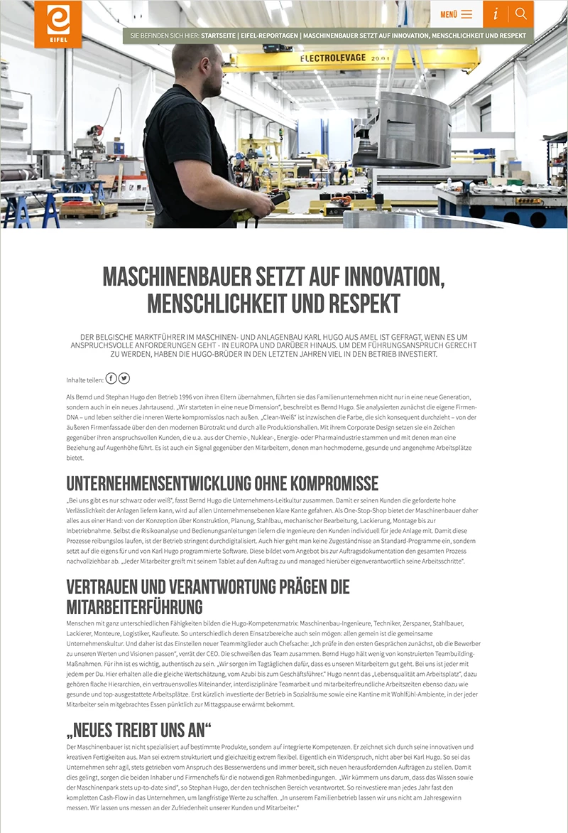 Maschinenbauer setzt auf Innovation, Menschlichkeit und Respekt