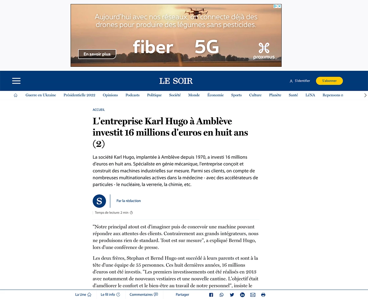 L'entreprise Karl Hugo à Amblève investit 16 millions d'euros en huit ans