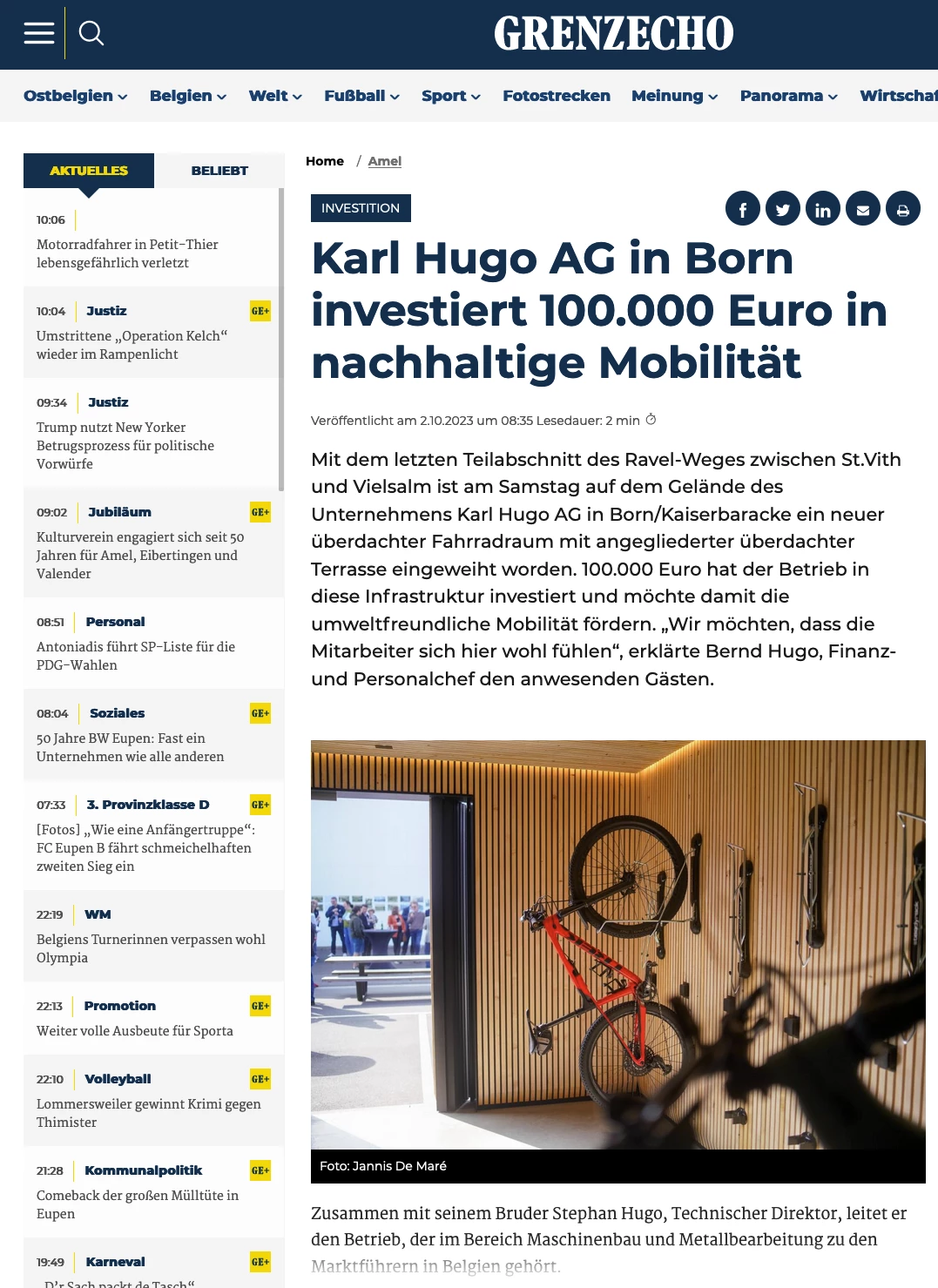 Karl Hugo AG in Born investiert 100.000 Euro in nachhaltige Mobilität