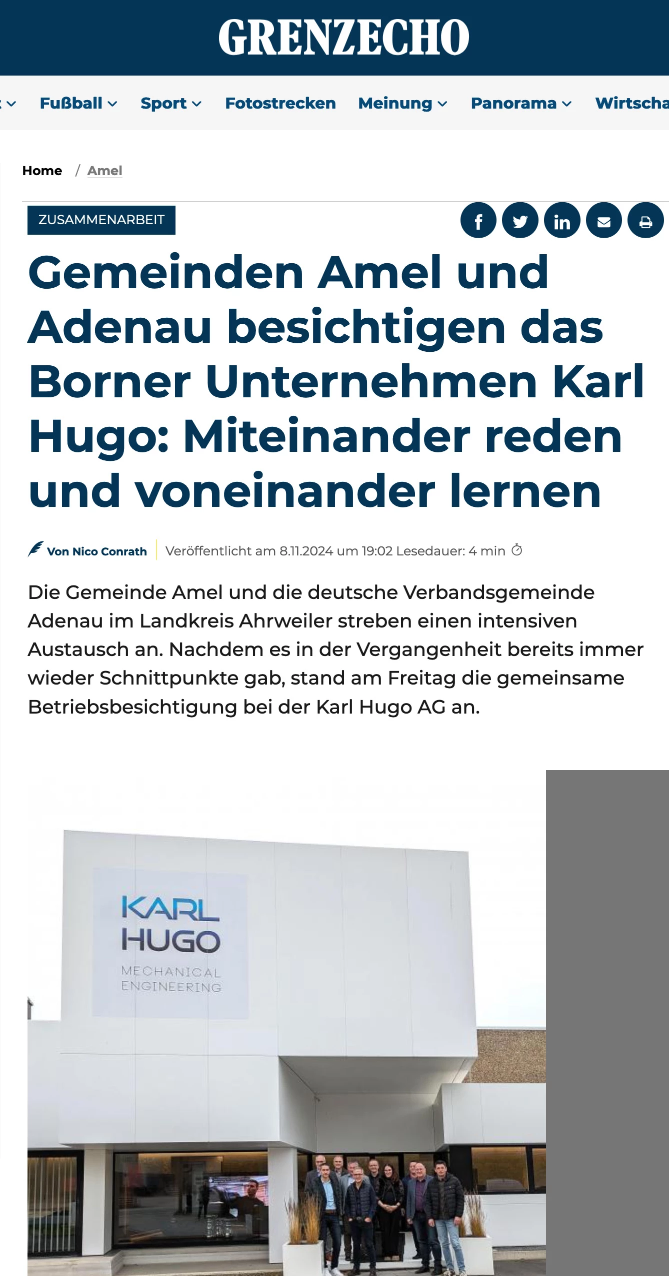 Gemeinden Amel und Adenau besichtigen das Borner Unternehmen KARL HUGO: Miteinander reden und voneinander lernen