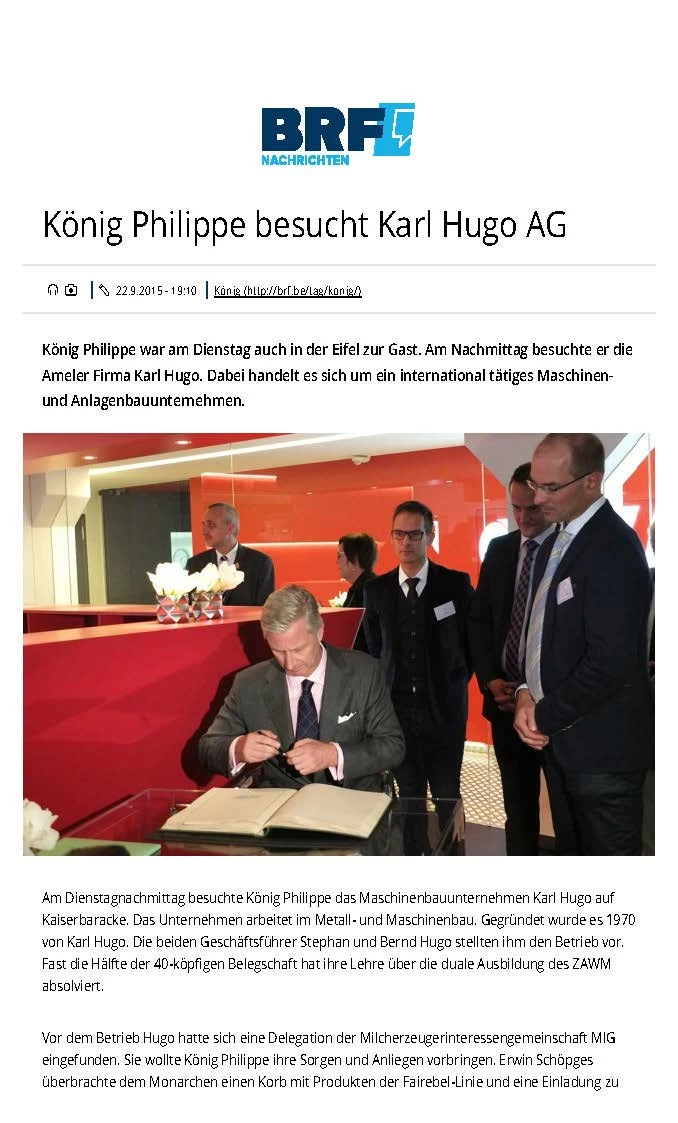 Arbeitsbesuch von König Philippe in Eupen und Amel