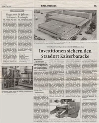 Investitionen sichern den Standort Kaiserbaracke