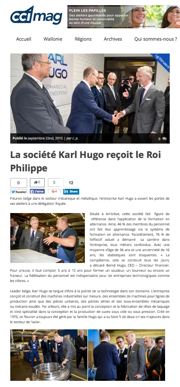 La société Karl Hugo reçoit le Roi Philippe